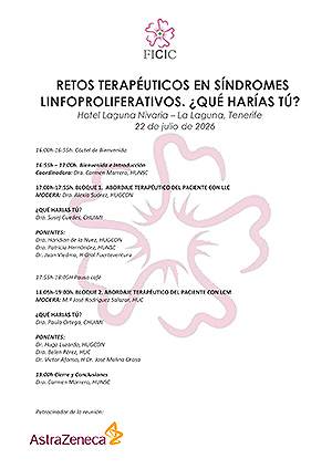 Programa de la reuni&oacute;n cient&iacute;fica "Retos terap&eacute;uticos en s&iacute;ndromes linfoproliferativos. &iquest;Qu&eacute; har&iacute;as t&uacute;?", dedicada a la actualizaci&oacute;n en leucemia linfoc&iacute;tica cr&oacute;nica (LLC) y linfoma de c&eacute;lulas del manto (LCM), celebrada en La Laguna (Tenerife).